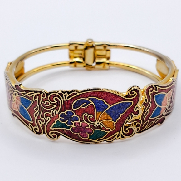 Vintage Jewelry - Vintage Cloisonné Hinged Bracelet